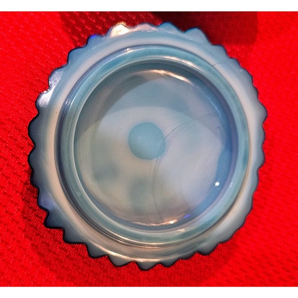 Reidel Bohemian Czech Blue Malachite Glass Powder Box SunFlower Design - Picture 8 of 8